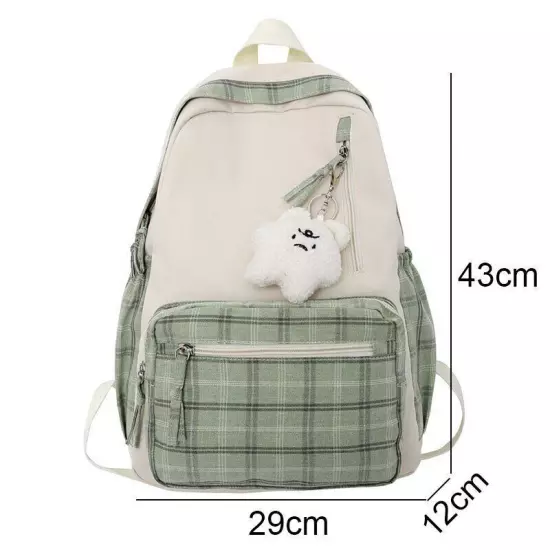 Girl Travel School Bag Book Backpack College Plaid Backpack Women Laptop Bag