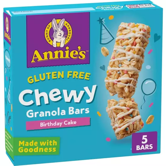 Annie's Gluten Free Chewy Granola Bars, Birthday Cake, 5 4.9 oz 