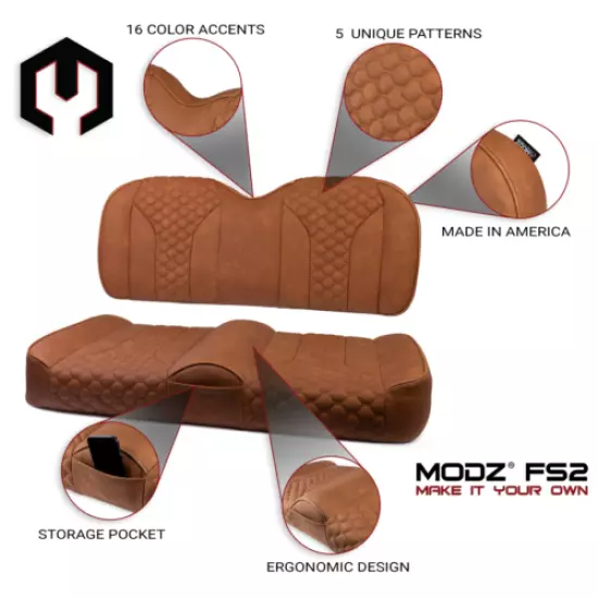 MODZ® FS2 Custom Golf Cart Front Seat for Club Car Precedent - [2004-Up] - Rust