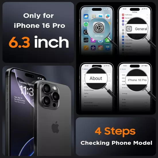 iPhone 16 Pro Case - Magnetic Translucent+2 Glass Protectors, Camera Protection