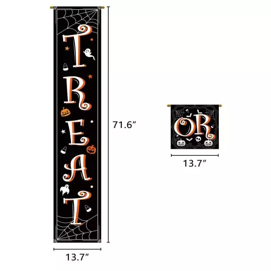 Halloween Banner Hanging Decorations - Trick or Treat Porch Sign Front Door H...