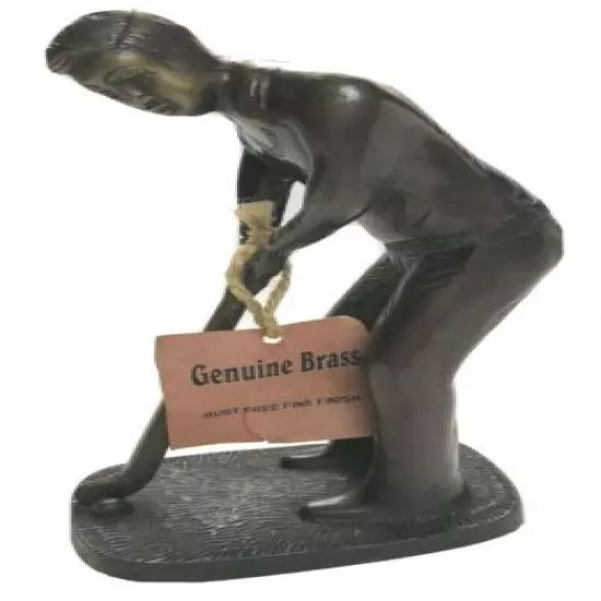 Solid Brass Golfer Statue Figurine Handmade India Rust Free Finish 8"T Felt Base