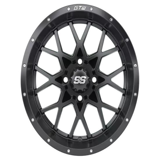 Set of 4 GTW 14" Vortex Matte Black Lifted Golf Cart Wheels on 23" A/T Tires