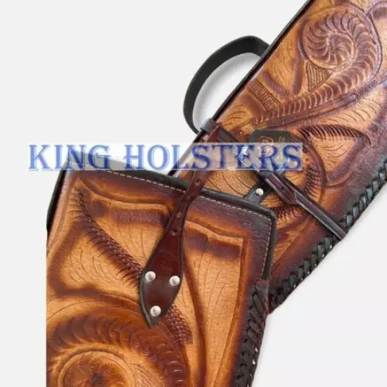 Leather Hand Tooled Rifle Scabbard Shotgun 2 Piece Sleeve Western Hard Case 48"