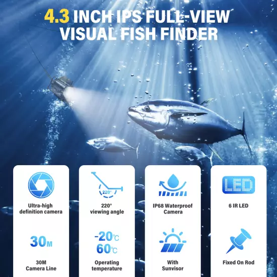 4.3inch Fish Finder LED Infrared Night Vision Underwater Fishing Video Camera