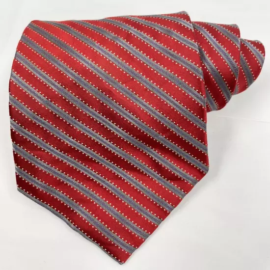 Apt. 9 Red Silver Striped Regimental Repp Silk Tie 3.8" x 57"