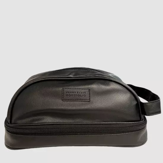 $48 Perry Ellis Men's Black Toiletry Duffle Case Travel Shave Kit Overnight Bag