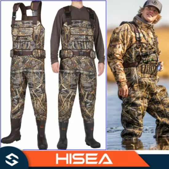 HISEA 800G INSULATED NEOPRENE HUNTING WADERS RUBBER FISHING CHEST WADER M8/W10