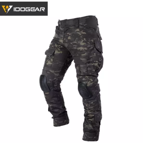 IDOGEAR Combat Pants Mens W/ Knee Pads Camo Airsoft Military Army Trousers Camo