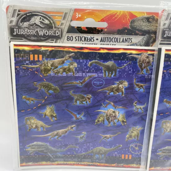 Jurassic World Stickers, 80 Stickers Per Pack, 2 Packs Included Dinosaur Sticker