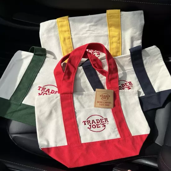 Trader Joe’s Mini Canvas Tote Bag Set Of 4 - Brand New - All Colors