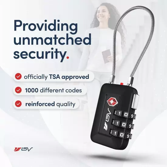 TSA Approved Luggage Travel Lock, Set-Your-Own Combination Lock for School Gym L