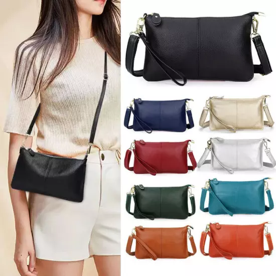 Women Genuine Leather Clutch Messenger Handbag Purse Crossbody Shoulder Bag