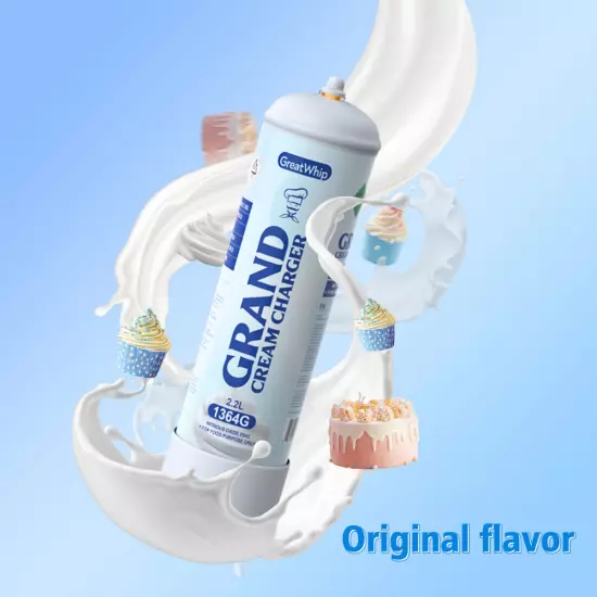 Whipped Cream Charger 2.2L 1364g X 4 Tanks Cannister GreatWhip Professional Pure