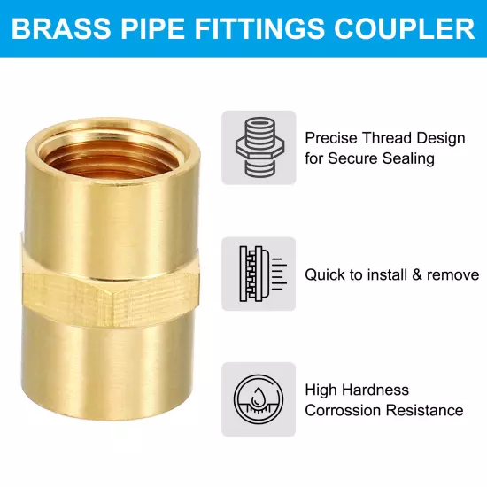 5Pcs 1/4" x 1/4" NPT Female Thread Hex Head Brass Pipe Fittings Coupler