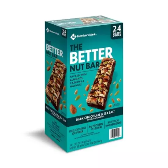 Member'S Mark the Better Nut Bar, Dark Chocolate and Sea Salt, 24 Ct.