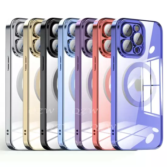 For Apple iPhone 16 15 14 13 12 11 Pro Max Clear Case Slim Plating Mag Cover