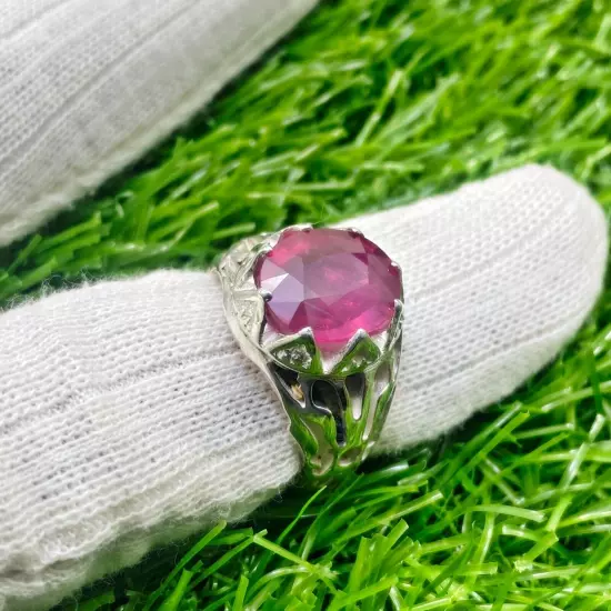 Natural BURMA RUBY Unisex Ring Real Burmese Ruby Ring 925 Sterling Silver Ring