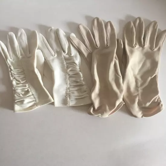 2 Pair Vintage Women Kayser Off White/Beige Gloves Size 7