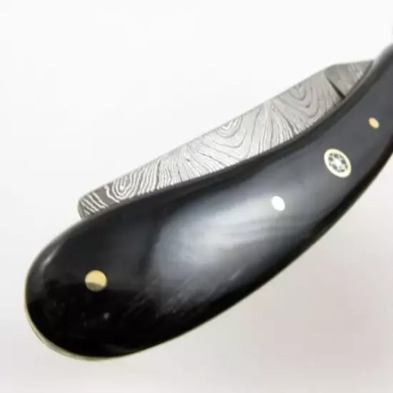 STRAIGHT RAZOR | Damascus Steel Classic Barber Shaving Blade Black Horn Handle