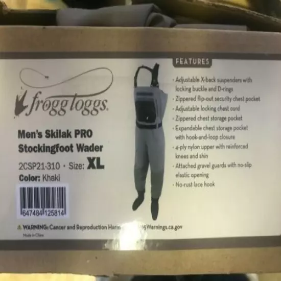 Frogg Toggs Outwear Men's Skilak Pro Stockingfoot Wader Sz XL New!