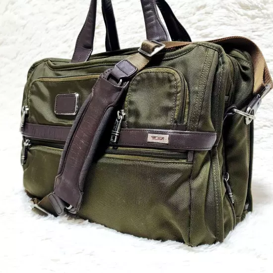 Extremely Rare Tumi Briefcase 2Way Khaki Expandable Super Large Capacity