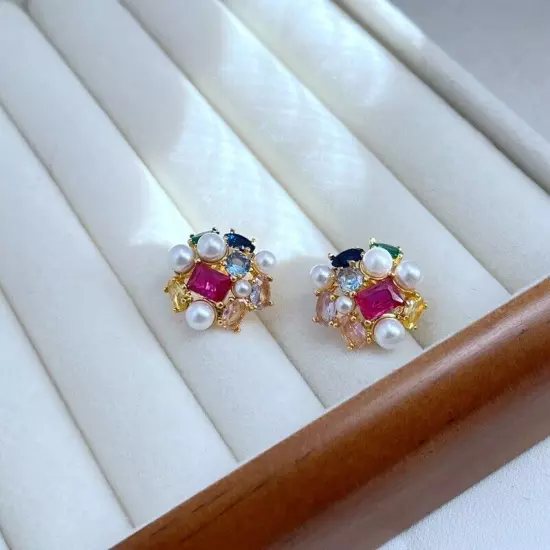 Fashion Commuter Inlay Design Exquisite Temperament Earrings