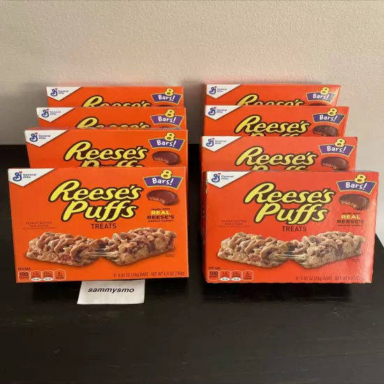 Reese's Puffs Treats Peanut Butter & Cocoa Bars 8 ct, x8 boxes