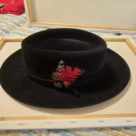 Biltmore Golden Pheasant Velour Mens Black Felt Stylish Dress Hat 7 1/2