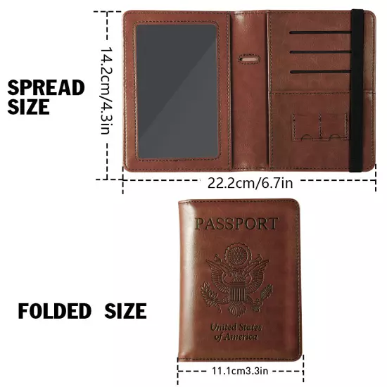 Slim Leather Travel Passport Wallet Holder RFID Blocking ID Card Case Cover US