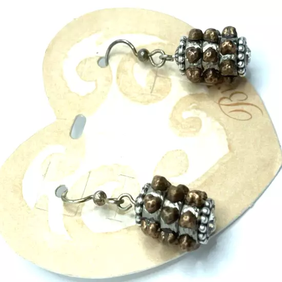 Brighton Twist Twinkle + 6 Art & Soul Bronze Mini Hearts Thin Beads Earrings NWT