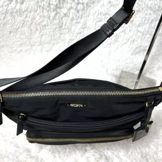 Tumi Capri Nylon Shoulder Bag Black Gold