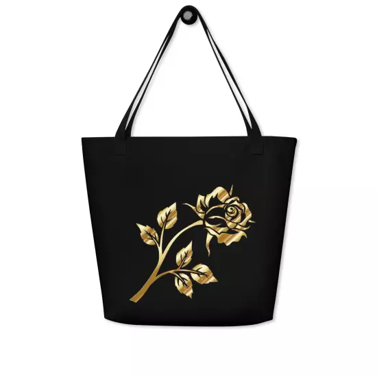 Goldd Rose All-Over Print Large Tote Bag Floral 