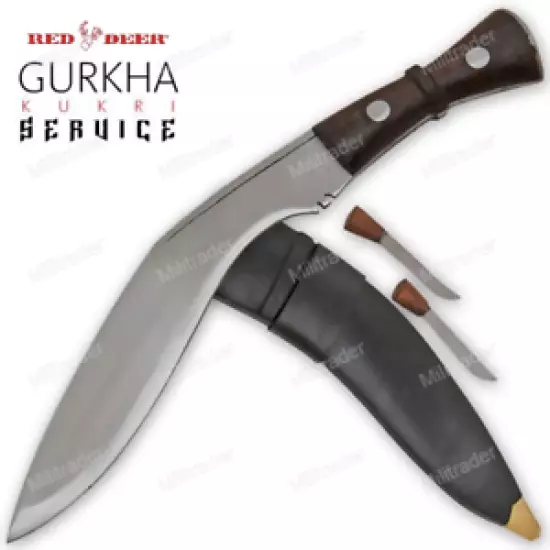 Red Deer® Gurkha Kukri Service Machete / Knife / Dagger (Brown) 12" Blade