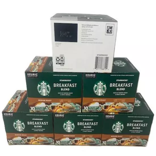 Starbucks Breakfast Blend Coffee Pods - Medium Roast, 60 K-cups for Keurig 06/24