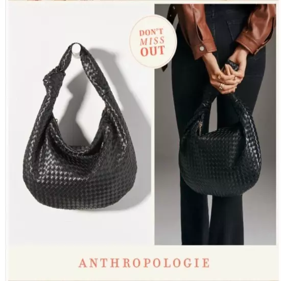 Melie Bianco Brigitte Large Satchel Recycled Vegan Woven Knot Bag Anthropologie!