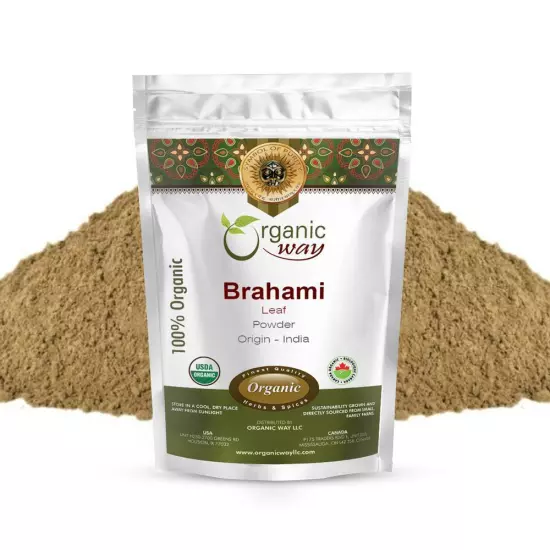 Organic Way Brahmi Leaf Powder - Organic, Kosher & USDA Certified