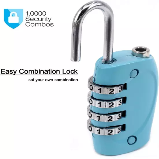 3 Pack Luggage Locks Travel Security 4Digit Combination Padlocks with Alloy Body