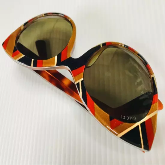 Gucci Sunglasses Gg0028Sa Gold Tigereye USED 