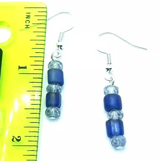 Brighton Deja Vu Blue Beads & Silver Embellishment Custom Earrings