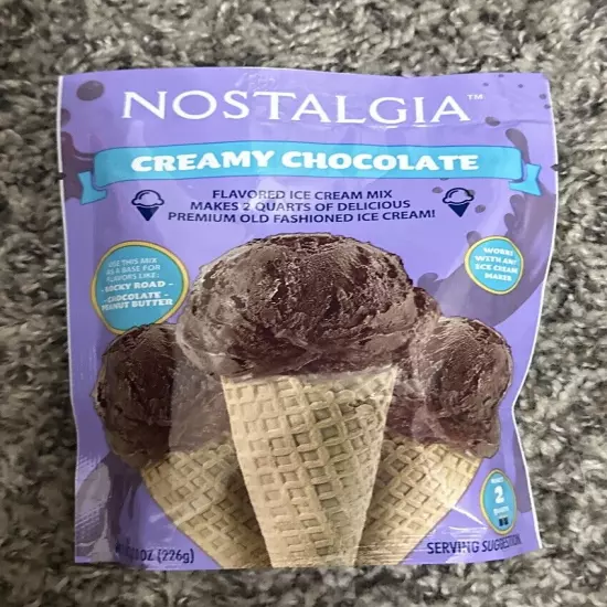 Nostalgia Chocolate Ice Cream Mix Creamy 8 oz Makes 2 Quarts Ex 11/24 SINGLE BAG