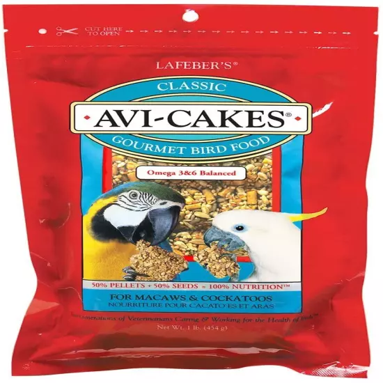 Lafeber's Classic AVI-Cakes Bird Food For Macaws & Cockatoos 1-Pound - 3 Pack