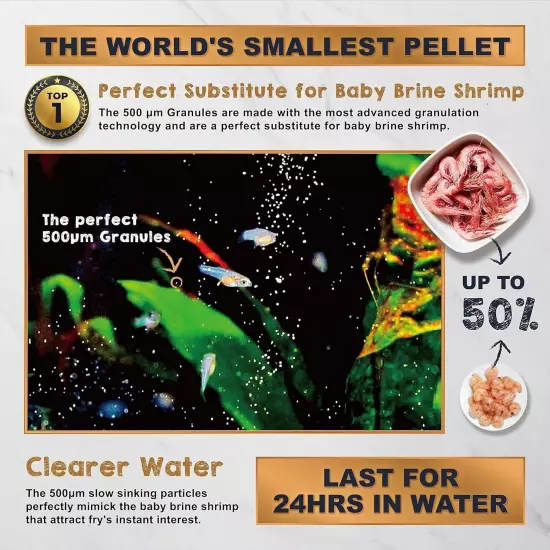 Ultra Fresh Baby Fish Food with Sword Prawn Shrimp Slow Sinking Health and Clean