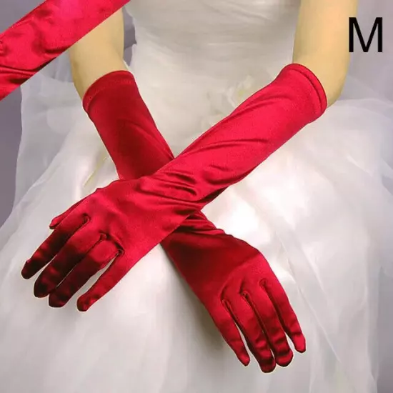 Women's Satin Long Gloves Opera Wedding Bridal Evening Party Prom Costume Glove