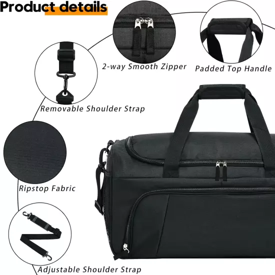 Mens Gym Bag 21 Inch Large Overnight Weekender Duffle Bag for Travel Sport-Black