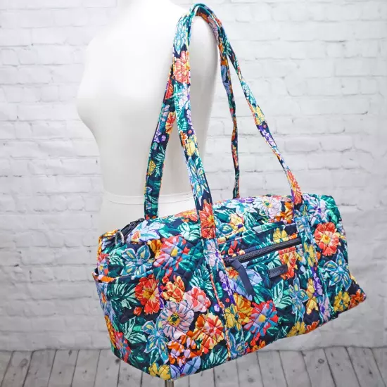 NWT ❤️ vera bradley Happy Blooms Small 18" Duffel Navy Floral Overnight Bag