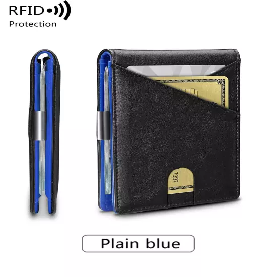 Minimalist men's wallet RFID anti-theft brush double fold cross front pocket