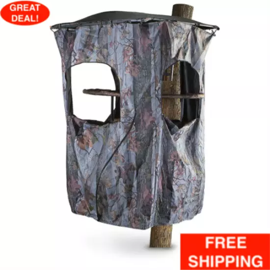 Universal Tree Stand Blind Kit Deer Hunting Big Game Camo Cover 3 Windows Stakes