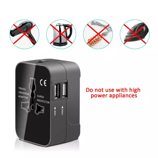 100V-250V 2A 2 USB Charger International Universal World Travel Adapter Plug