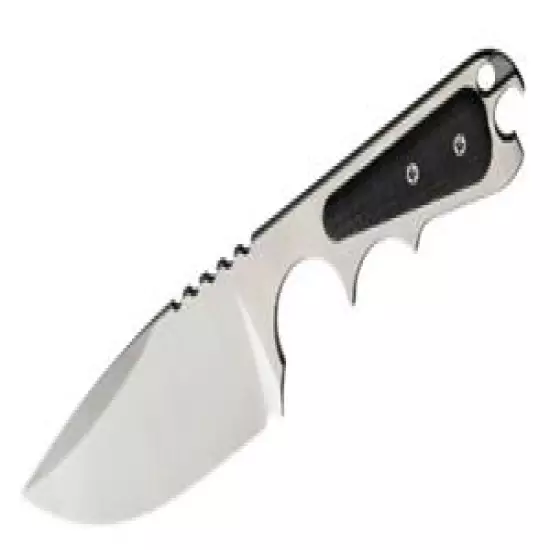 PMP Knives Pitbull Black G10 D2 Steel Fixed Blade Neck Knife w/ Sheath 